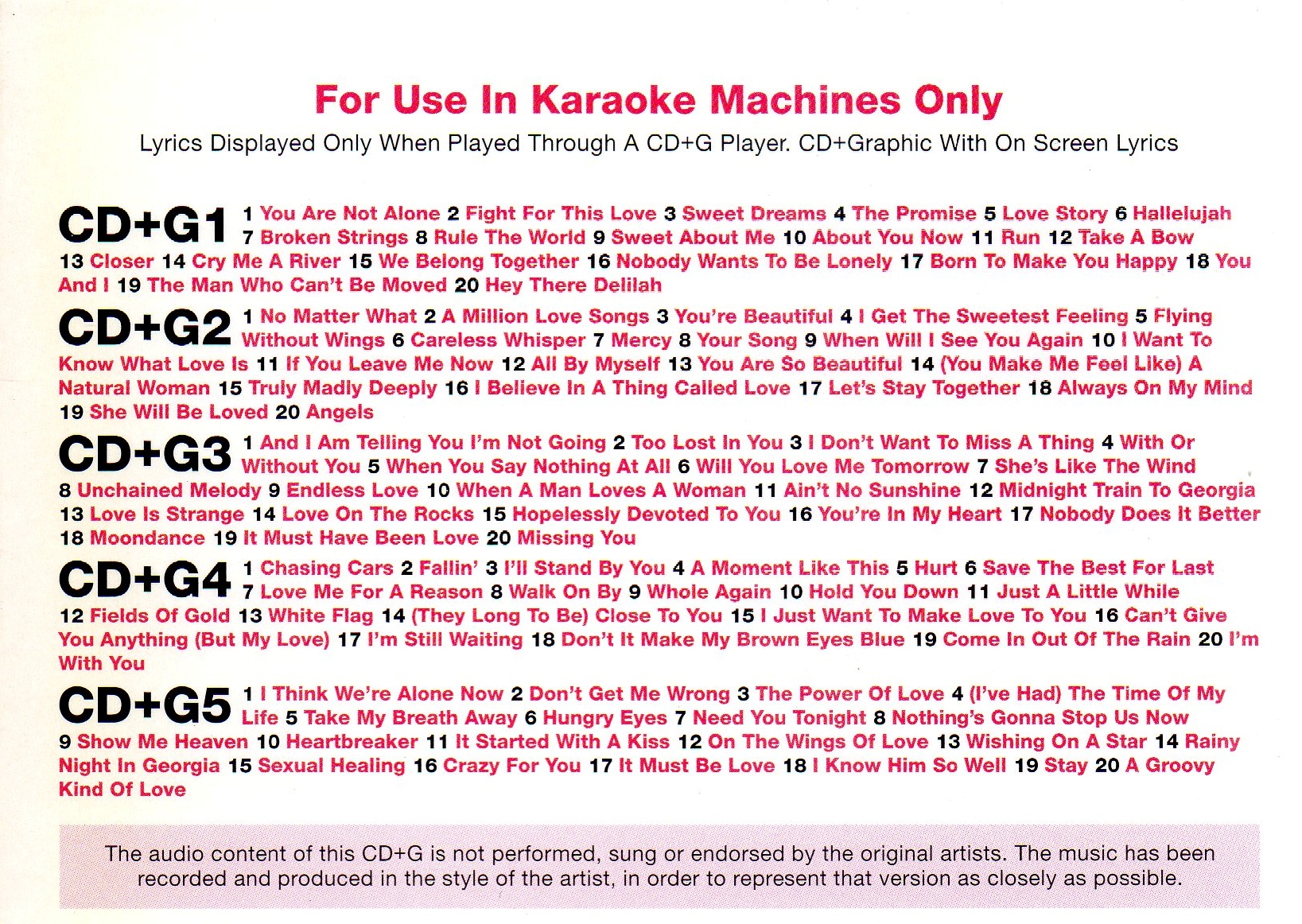 CD,100 Hits Presents Love Karaoke Romantic Classics For 5CD+Graphics (Various Artists)(2010)(UK)