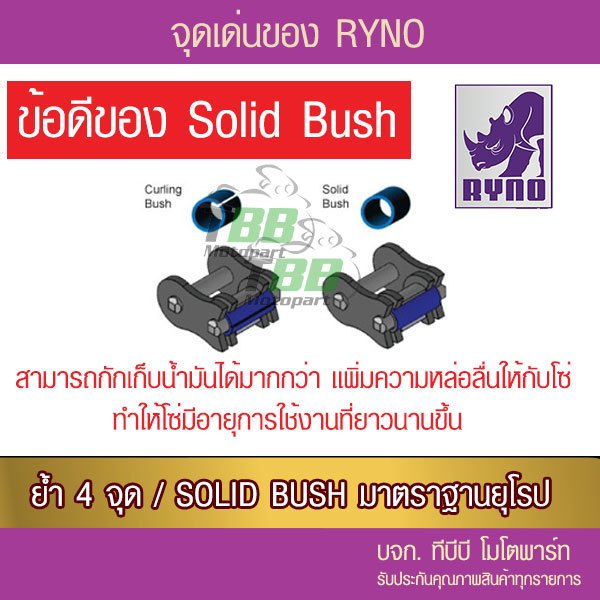 โซ่ RYNO X Ring 428 ทองนอกใน 136 ข้อ พร้อมข้อต่อกิ๊ฟ 1 ข้อ