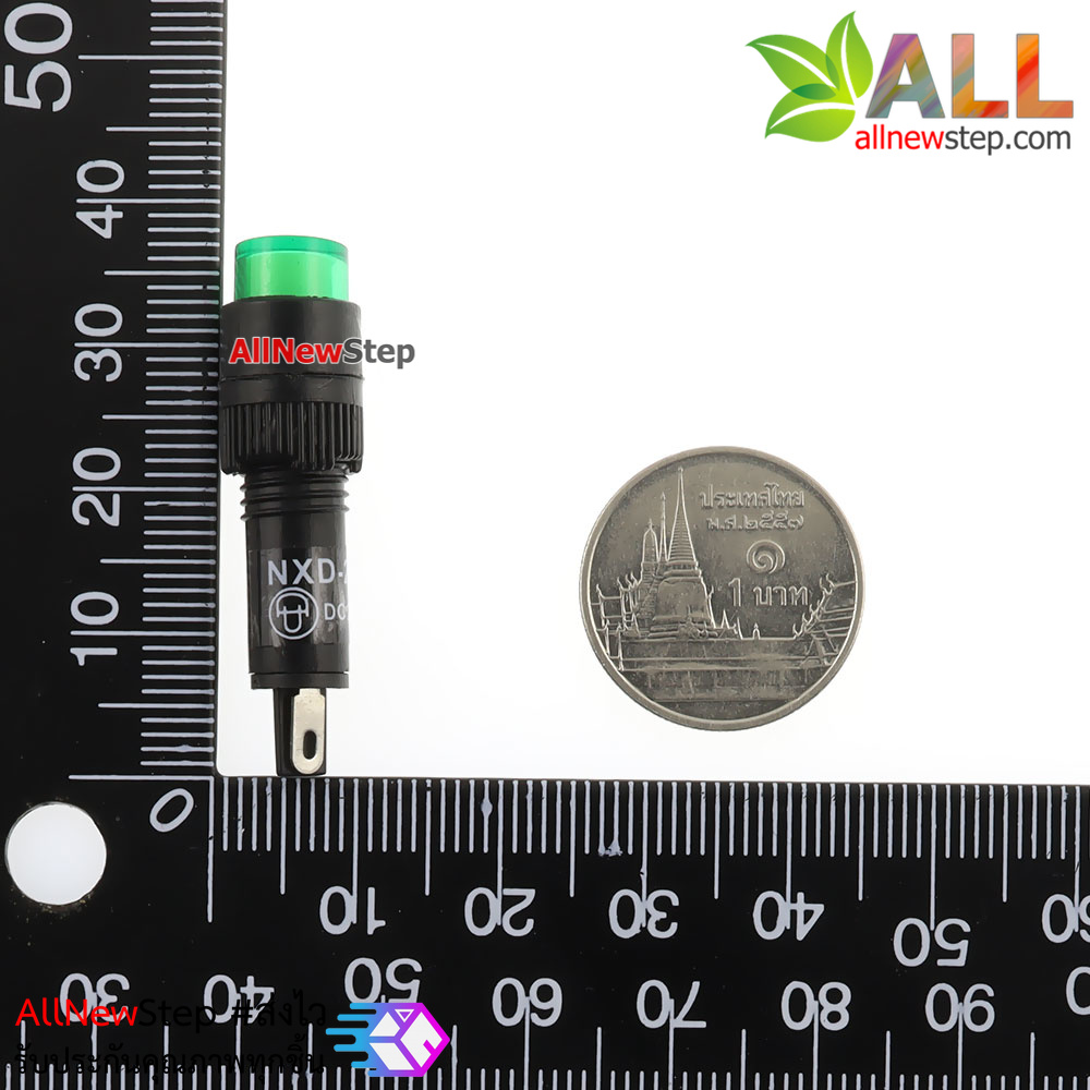 NXD-215 ไฟ LED signal สำหรับติดแผงควบคุม สีเขียว 24VDC