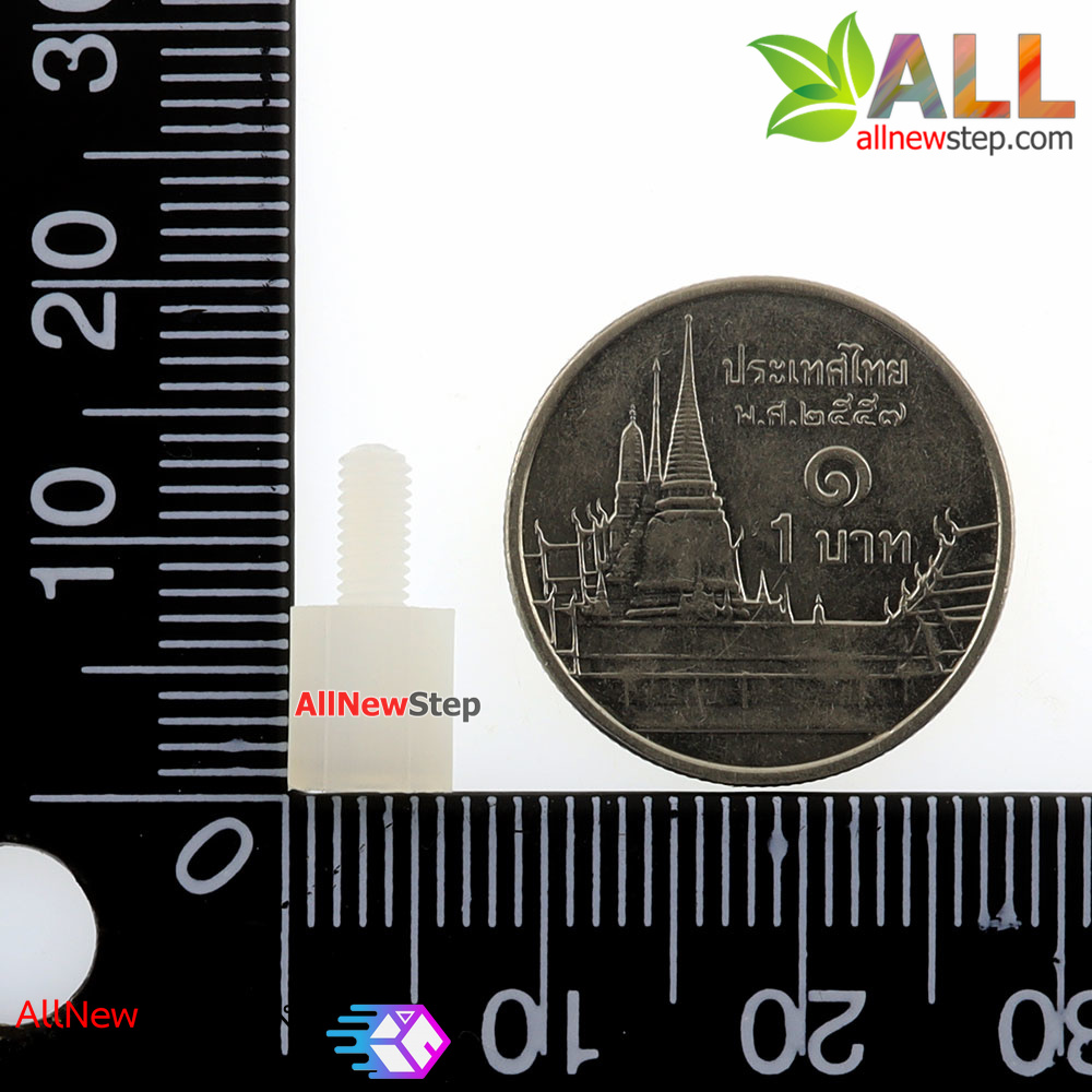 น็อตไนลอน NUT Nylon M2 ขนาด 6+5mm สีขาว จำนวน 1 ชิ้น