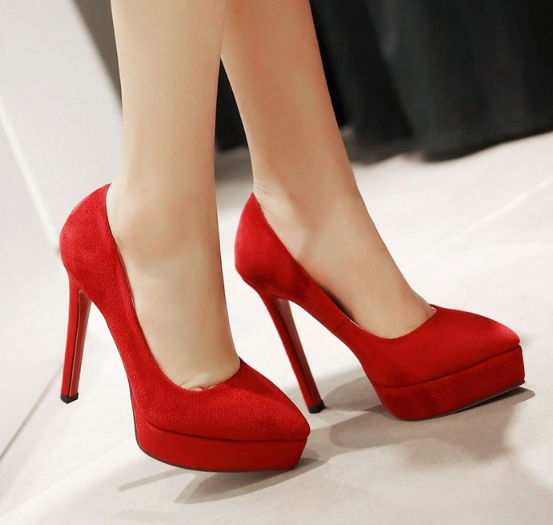 รองเท้าส้นสูงคัดชูปลายแหลมทรงสวยสีเหลืองๅแดง/ดำ/น้ำเงิน ไซต์ 34-43