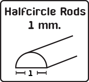 ABS Halfcircle Rods 1 mm. (5pcs./Pack)