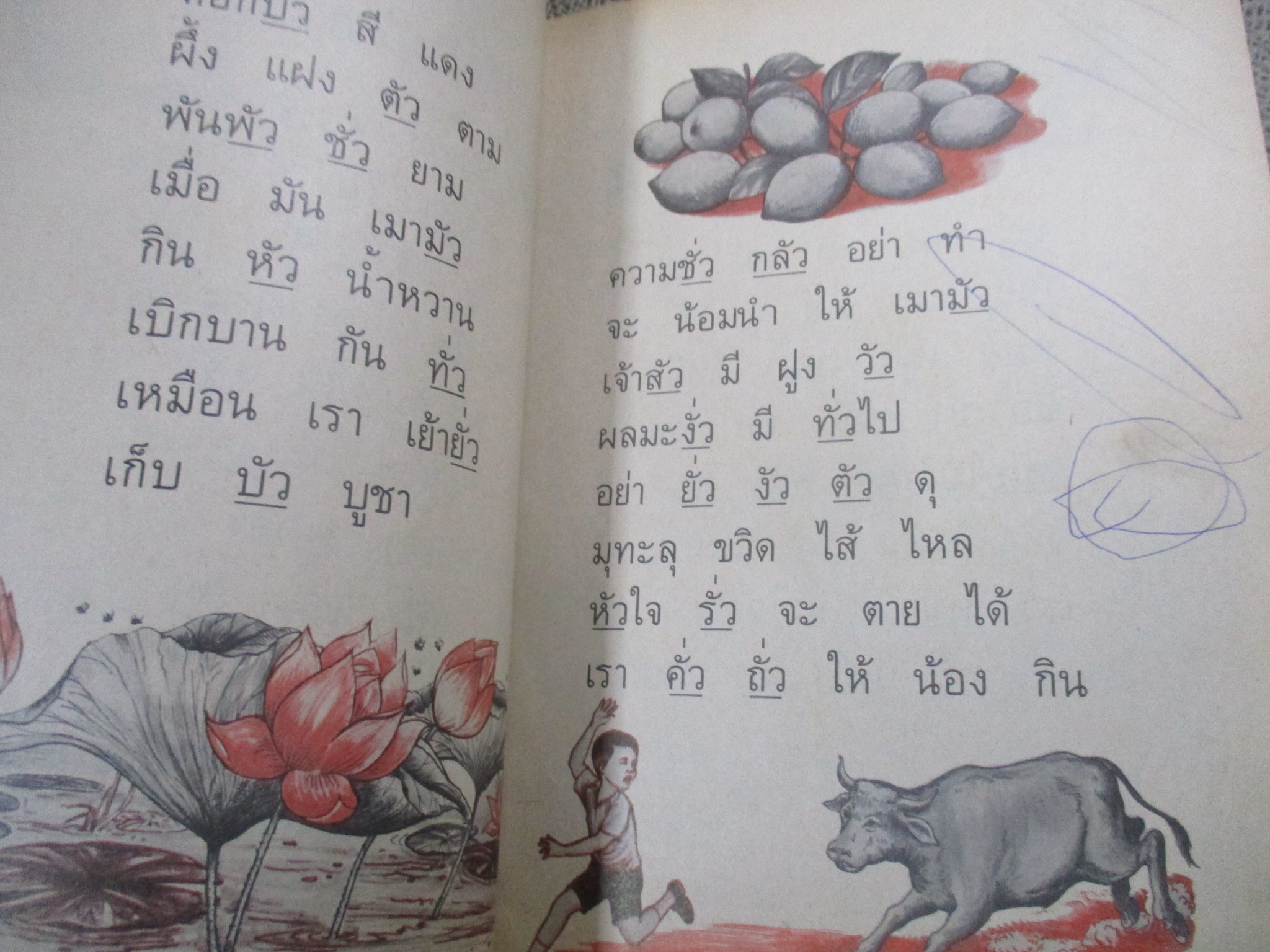 หนังสือฝึกหัดอ่านภาษาไทย เล่ม1 ชุดสระ พยัญชนะ / ปี2528 / สภาพค่อนข้างดี ภายในมีข้อความเขียน 1 หน้า / มีชื่อเจ้าของที่ปกรองด้านใน /