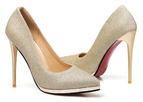 รองเท้าส้นสูงคัทชูทรงสวย ไซต์ 34-45 สีเงิน/ทอง/ม่วง