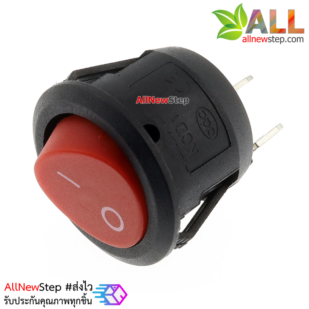 สวิตช์เปิดปิด KCD1-105N Rocker Switch Round Red 250V 6A สีแดง