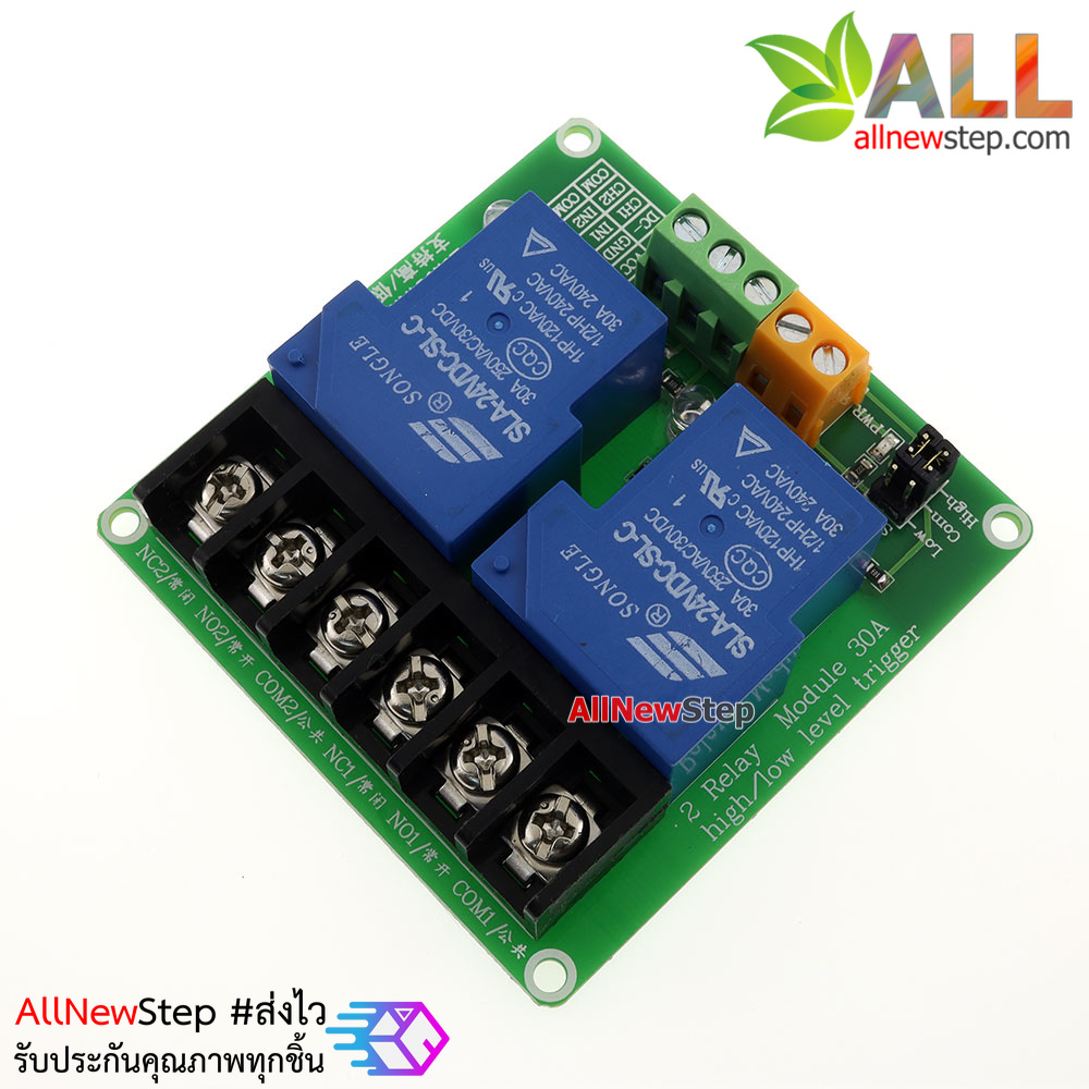 Relay 24V Module 2 Channel Isolation High And Low Trigger 240V/30A โมดูล รีเลย์ 24v 2 ช่อง 240V 30A