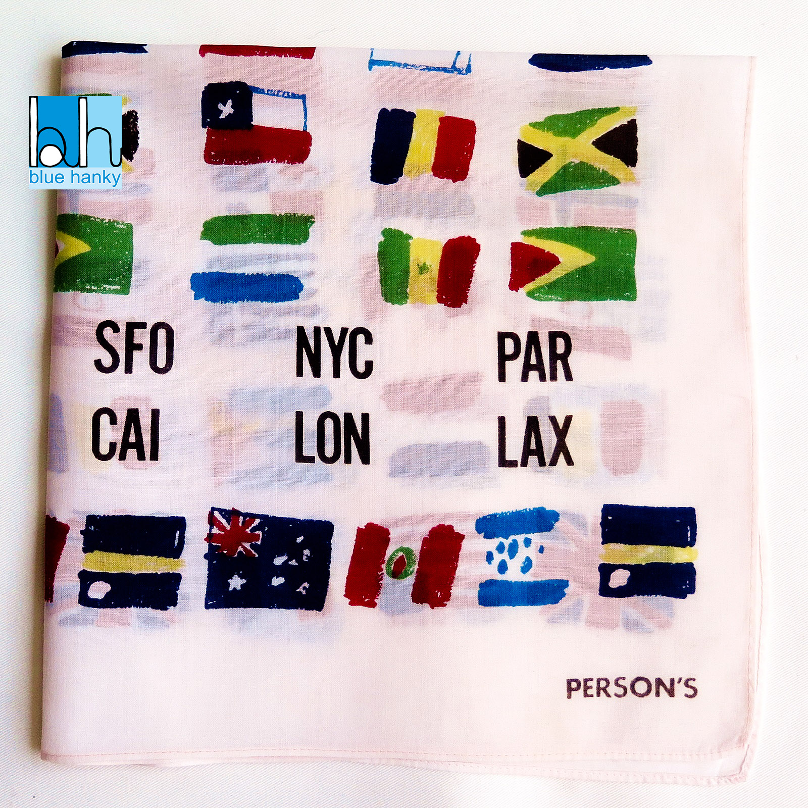 #187 19" PERSON'S ผ้าเช็ดหน้ามือ2 สภาพดี ผ้าเช็ดหน้าผืนใหญ่