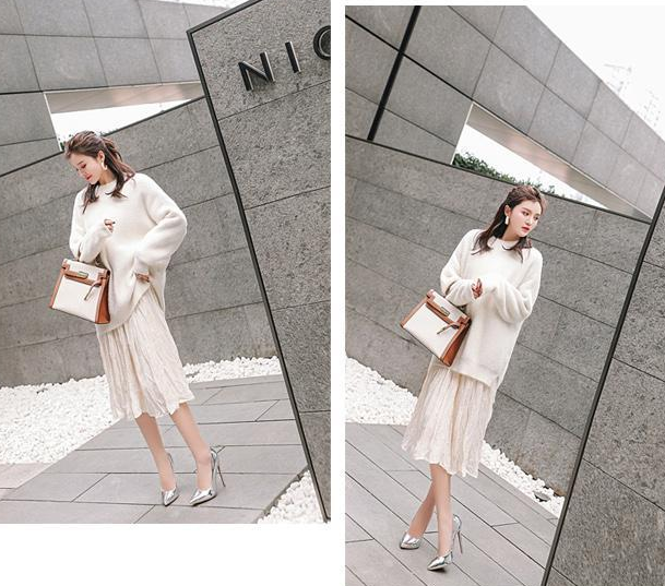 รองเท้าคัทชูปลายแหลมมีไซต์ใหญ่สีเงิน/ทอง ไซต์ 34-46