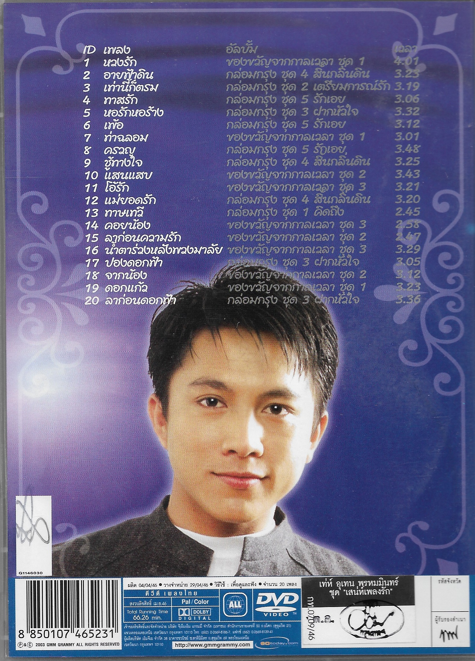 DVD Karaoke,เท่ห์ อุเทน พรหมมินทร์ ชุด เสน่ห์เพลงรัก (ดีวีดี คาราโอเกะ)(2546)