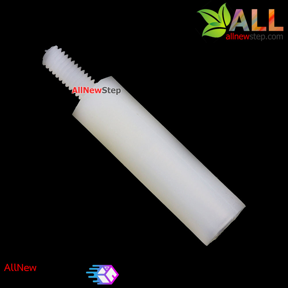 M2.5 Nut Nylon Hex Spacers M2.5 12+6mm เสาพลาสติก M2.5 ความสูง 12mm ปลายเป็นน๊อต-สกรู 6mm จำนวน 1 ชิ้น