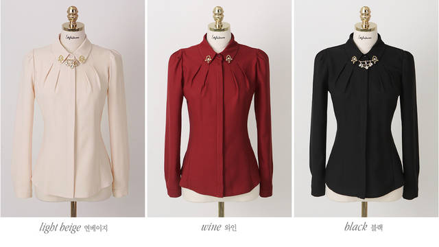 ***พร้อมส่ง***เสื้อชีฟองเนื้อดีสีเนื้ออมส้ม ปกประดับเพชรสวยหรู เหมือนแบบค่ะ