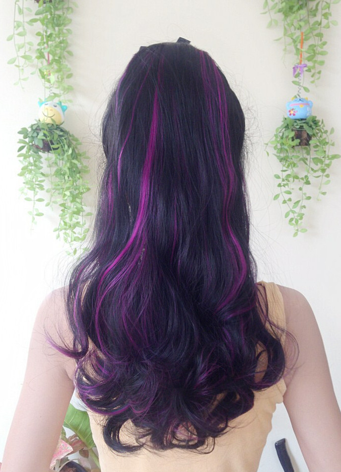 K310 หางม้า เเบบผูก ไฮไลท์ชมพูเข้ม ทรงผมสวยดูเป็นธรรมชาติคะ