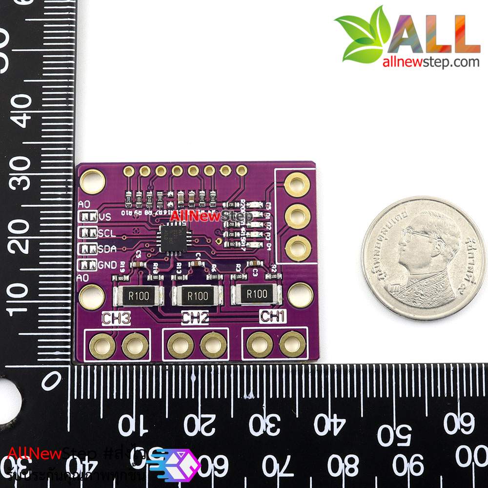 โมดูลวัดกระแส MCU-3221 INA3221 Three-way low-side high-side I2C output current power monitor