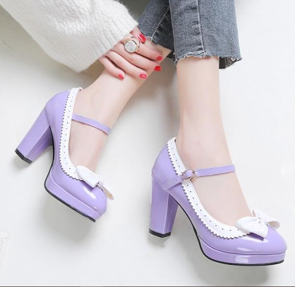 รองเท้าคัดชูส้นใหญ่น่ารักๆสีชมพู/ม่วง/แดง/ดำ ไซต์ 34-43