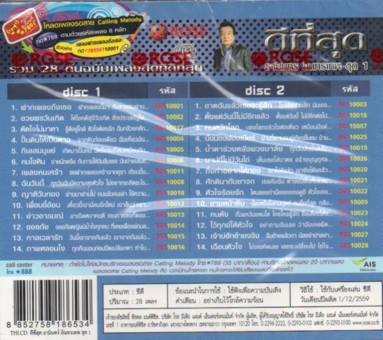 CD,ธานินทร์ อินทรเทพ ดีที่สุด ชุด 1 ต้นฉบับเพลงฮิต(2CD)