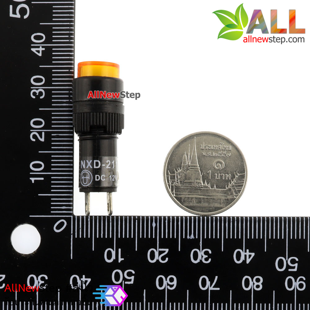 Light Indicator Pilot Lamp DC 12V หลอดไฟสัญญาณ NXD-211 LED ขนาด 10 มม สีเหลือง