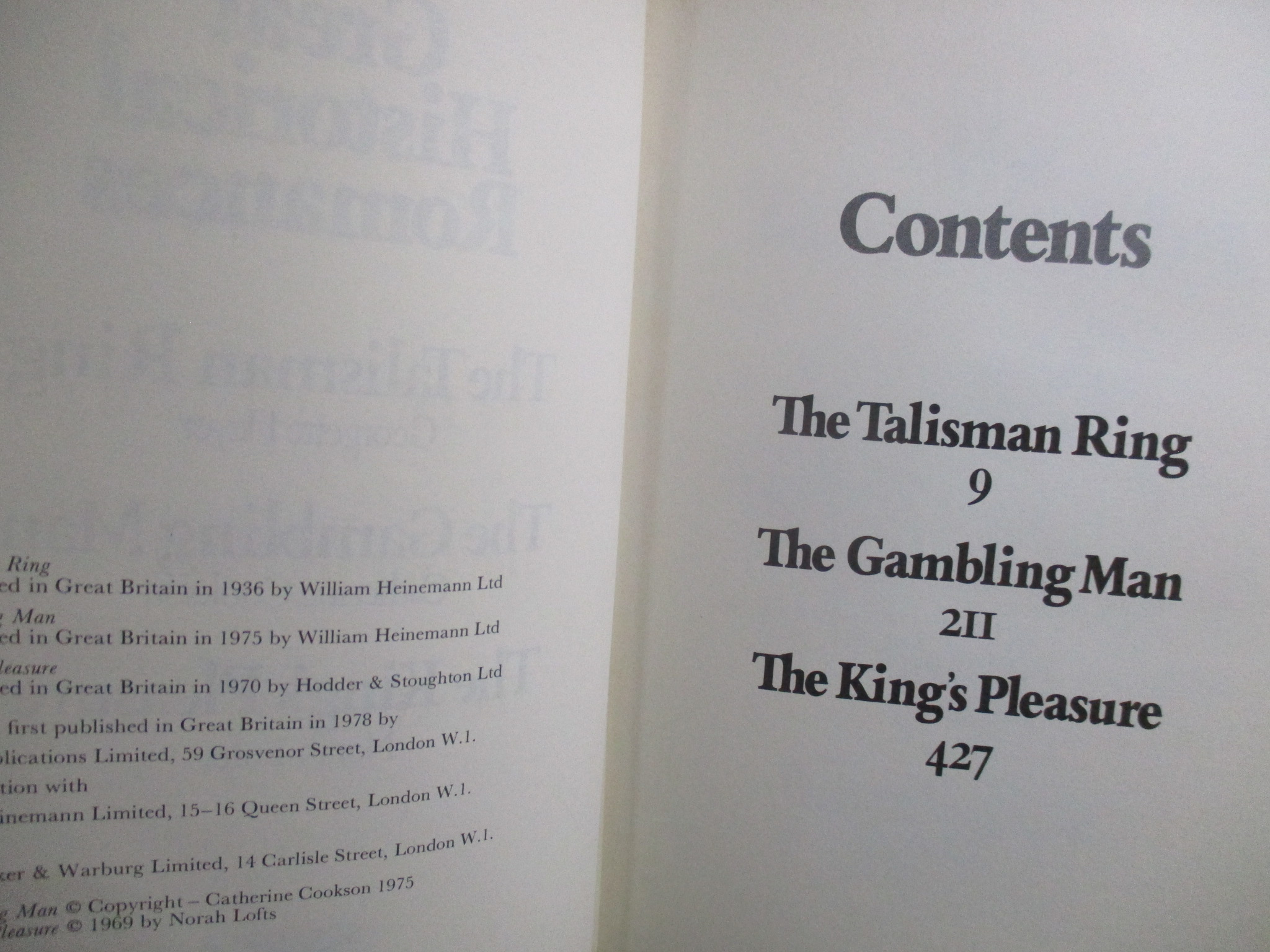 Great Historical Romances - The Talisman Ring / The Gambling Man / The King's Pleasure