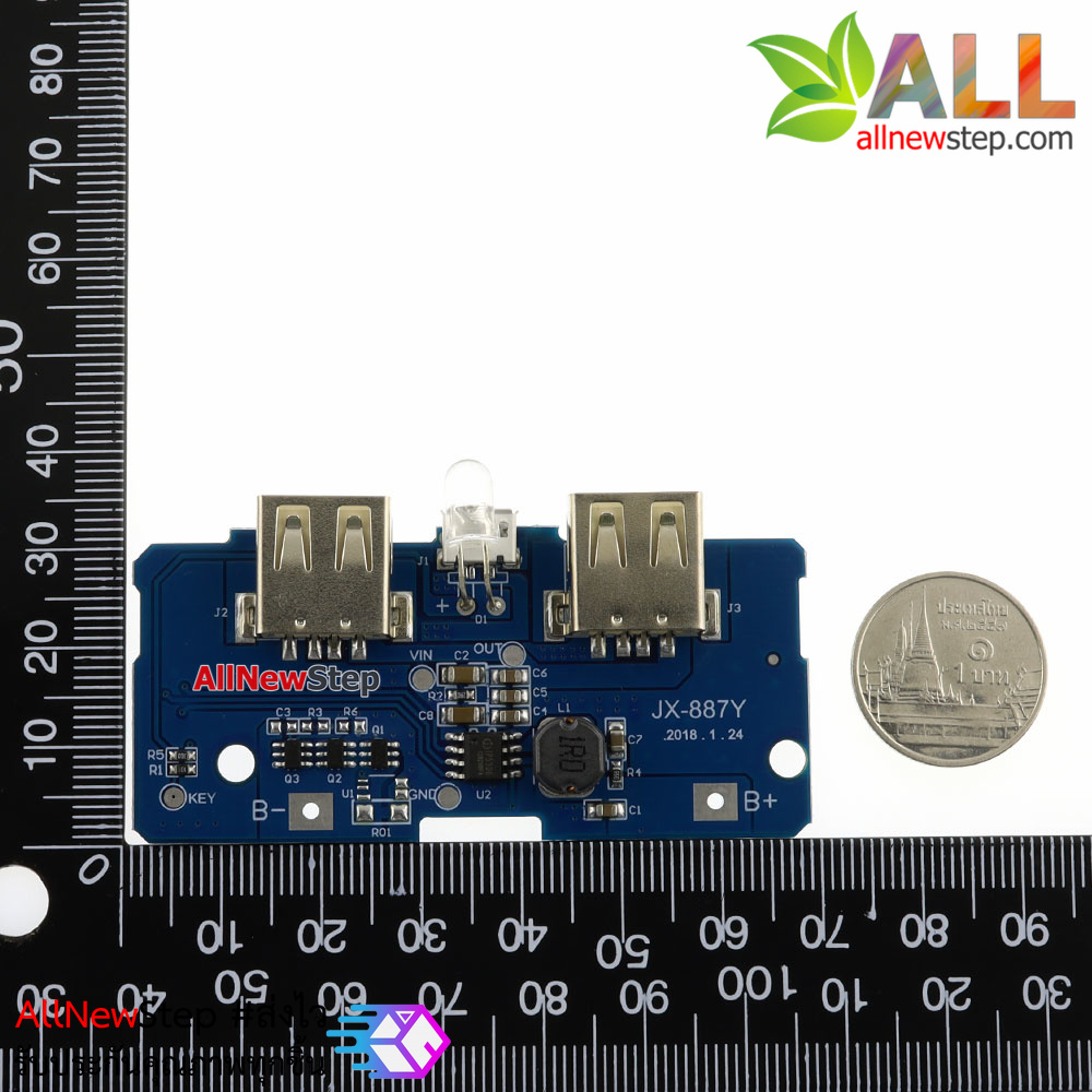 18650 battery 3.7V 5V2A step-up module Rechargeable 2X USB