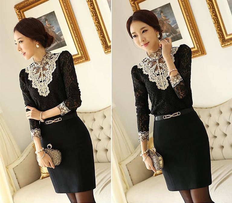 ***พร้อมส่งสีดำ มีจำนวนจำกัดนะคะ*** เสื้อลูกไม้ดีเทลลูกไม้เล่นดีเทลช่วงคอด้วยผ้าตาข่ายโปร่งปักดิ้นสีทอง แต่งมุกช่วงคอ รอบข้อมือตกแต่งขอบด้วยดิ้นสีทอง สวยเหมือนแบบค่ะ