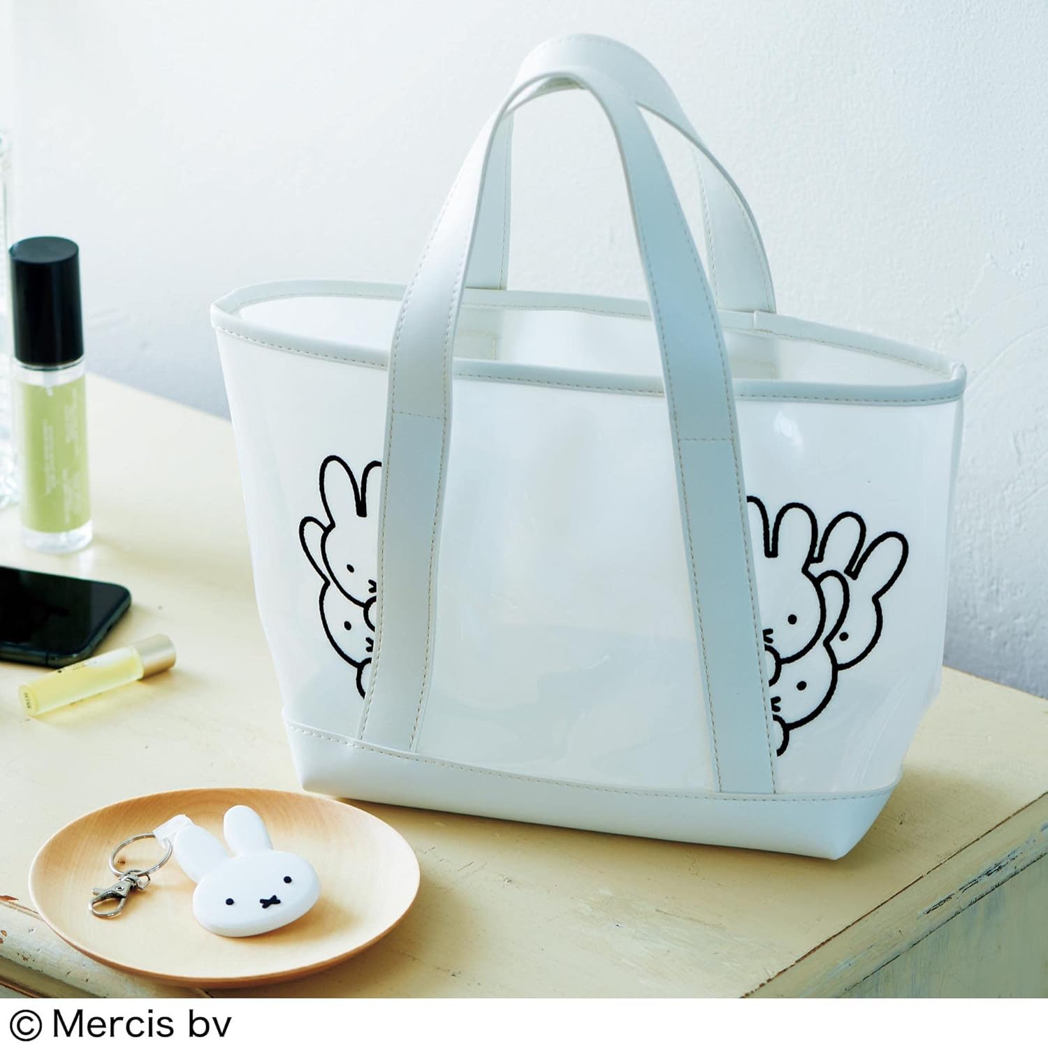 Miffy กระเป๋าถือเนื้อพีวีซีกันน้ำและพวงกุญแจรูปมิฟฟี่ สุดน่ารัก (มีกล่อง)