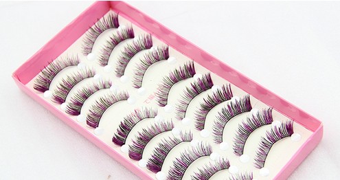 HS-39 ขนตาปลอม(ราคาส่ง) สีม่วงแดง+ดำ ขั้นต่ำ 15 เเพ็ค คละเเบบได้