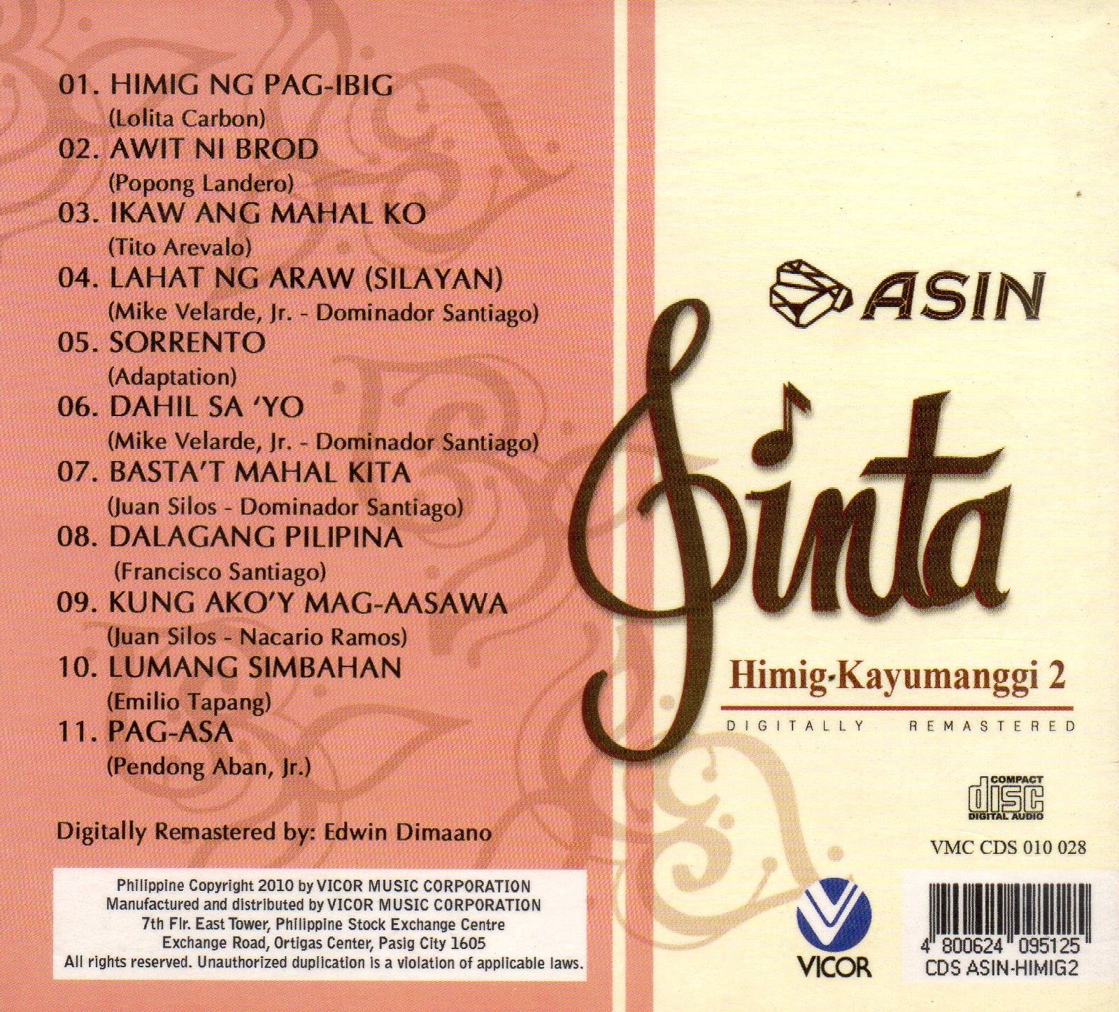 CD,Asin - Himig Kayumanggi 2 (Digitally Remastered )(2010)(Philippines)