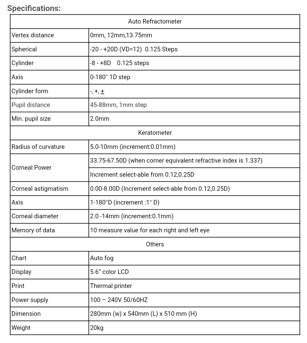 เครื่องวัดสายตา คอมวัดสายตา FA-6100