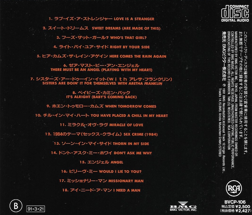 Used CD,Eurythmics - Greatest Hits (B)(1991)(Japan)