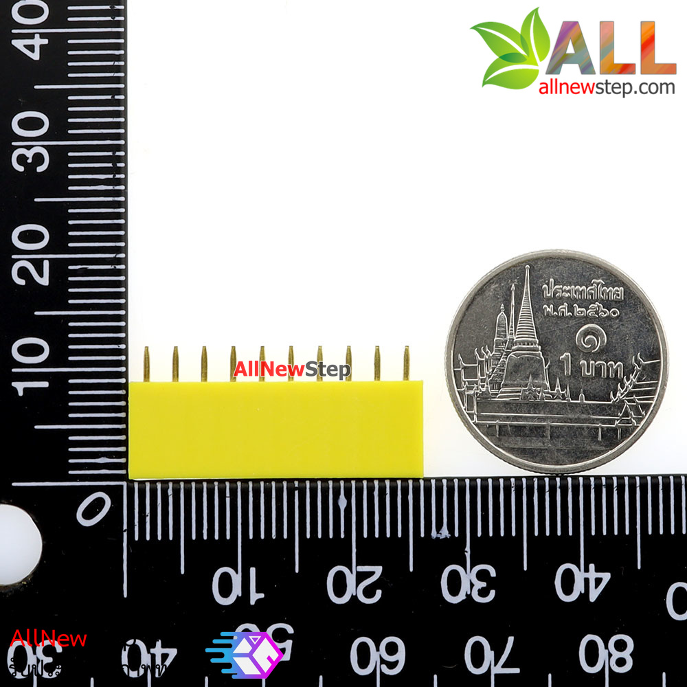 Pin header Female Header Single Row 2.54mm 10p Pin1x10 สีเหลือง