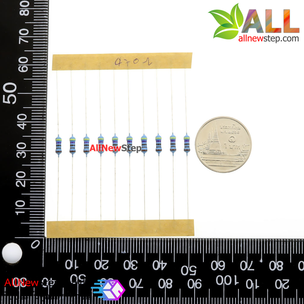 ตัวต้านทาน 470 โอห์ม 470r 1/4W Metal film 1% จำนวน 10 ชิ้น