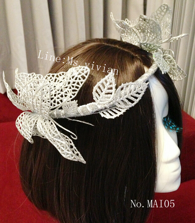 MAI05 มงกุฎผีเสื้อตัวใหญ่สีเงิน (งาน handmade)**สินค้ามีจำกัดในเเต่ละล๊อต**
