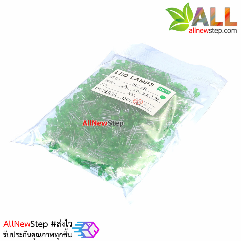 LED 3mm LED สีเขียว จำนวน 1000 ดวง led 1000