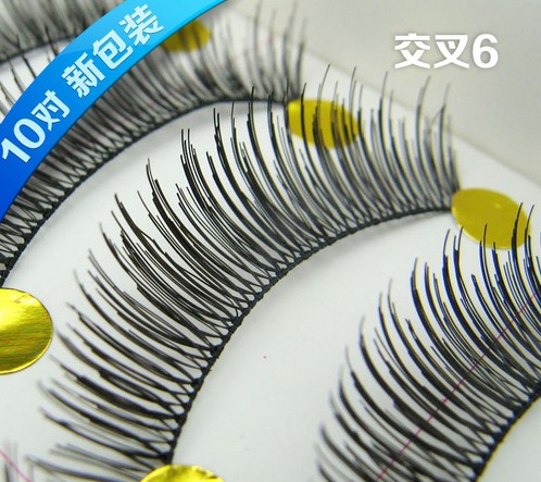 交叉6# ขนตา (ขายปลีก) เเพ็คละ 10 คู่
