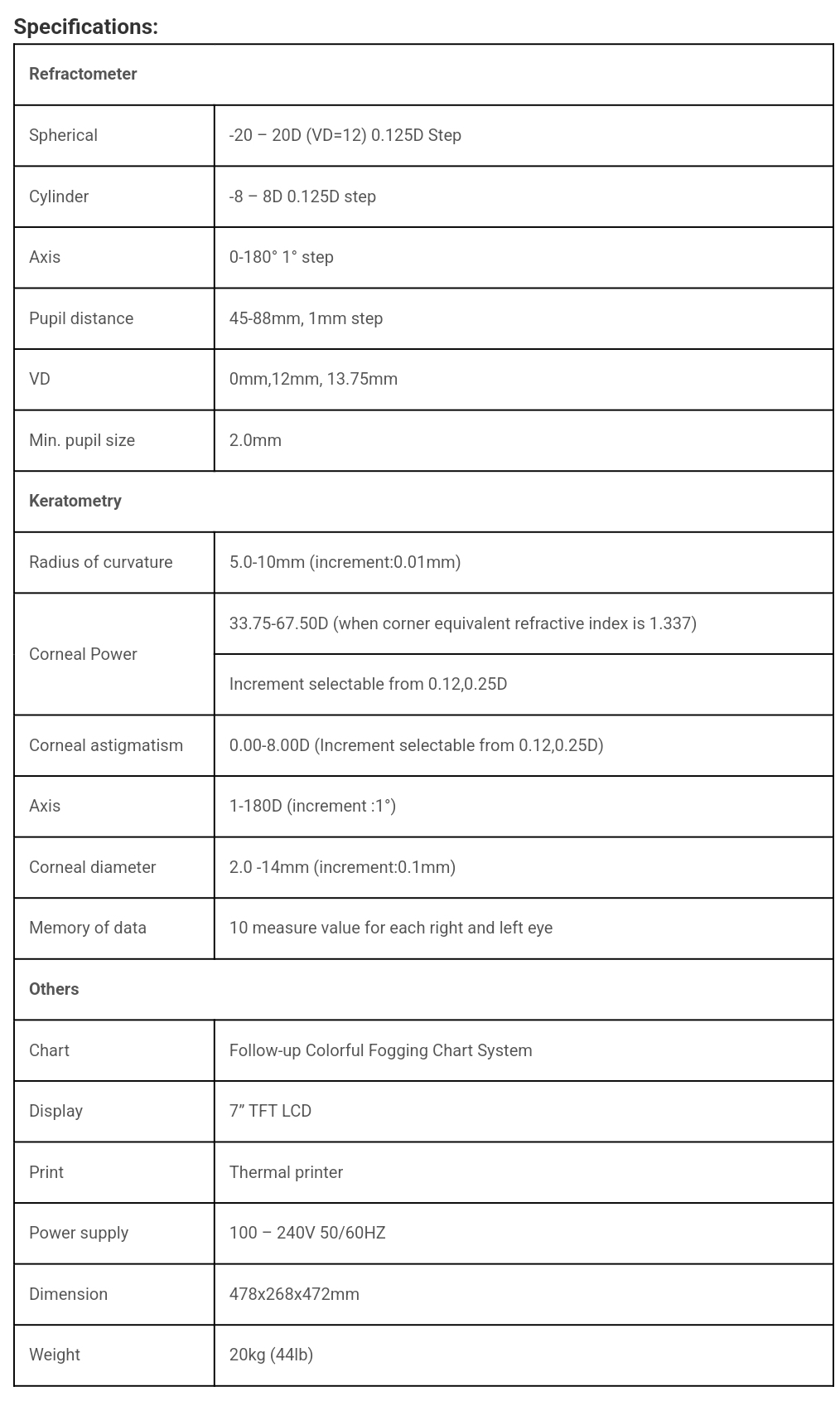 FA-6500 เครื่องวัดสายตา