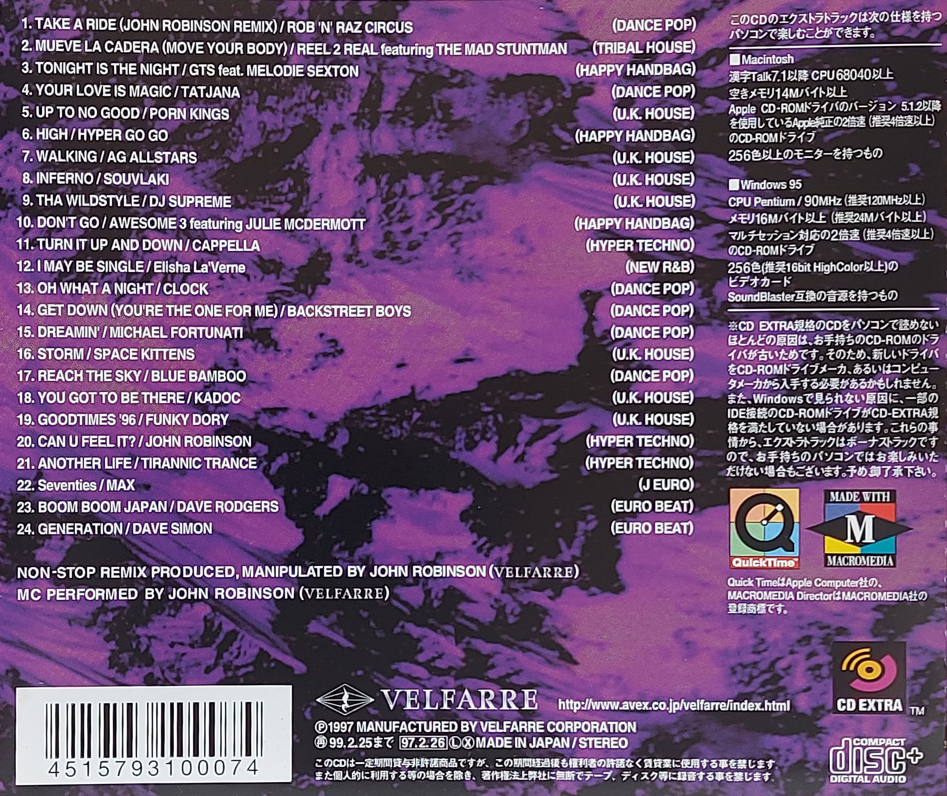 Used CD,Velfarre Vol.7 (B)(Dance)(Various Artists)(1997)(Japan)
