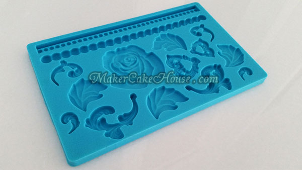 พิมพ์ฟองดอง / กัมเพส ลายดอกกุหลาบ และสร้อยไข่มุก