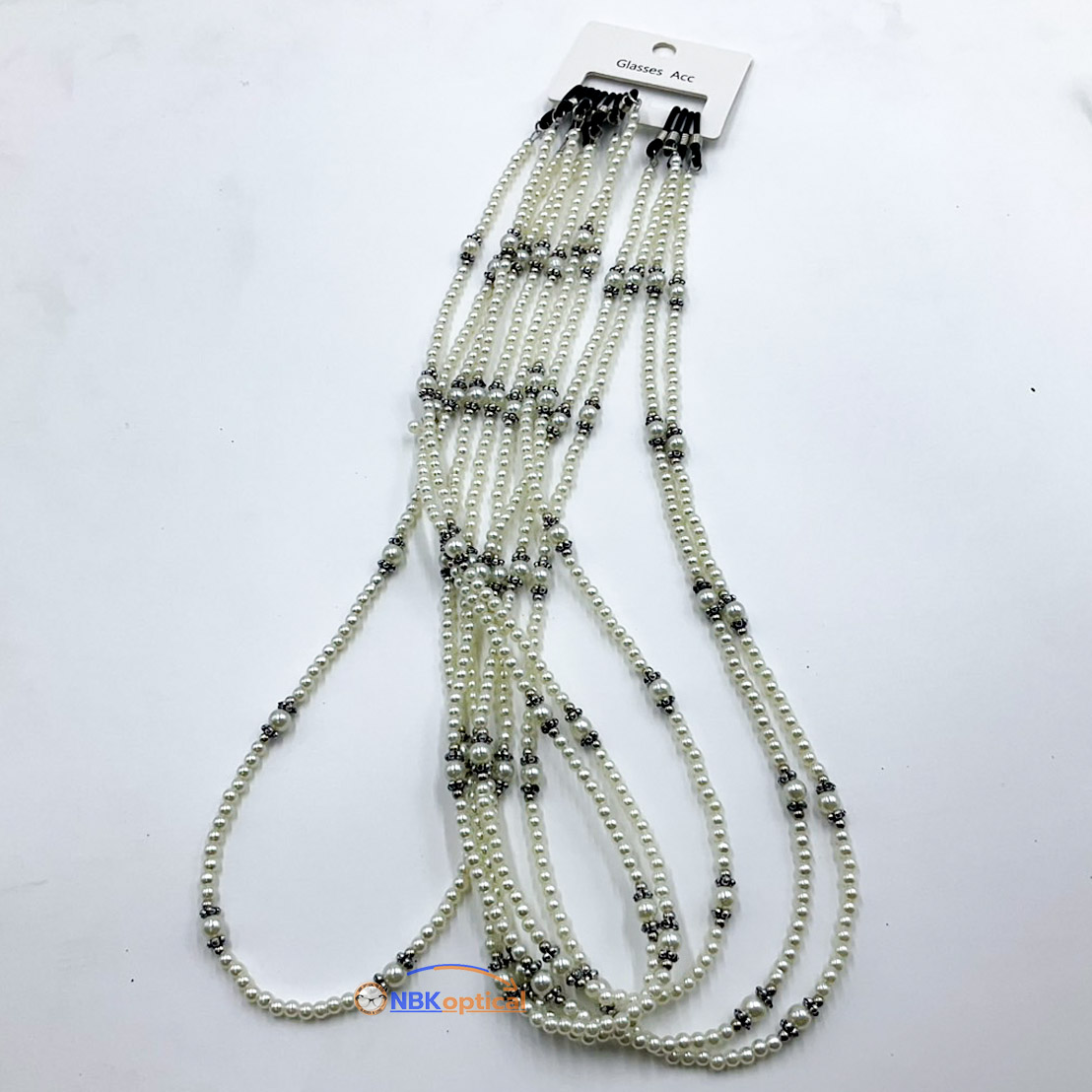 สายคล้องแว่นตาใข่มุกขาวใสเรียบง่าย