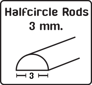 ABS Halfcircle Rods 3 mm. (3pcs./Pack)