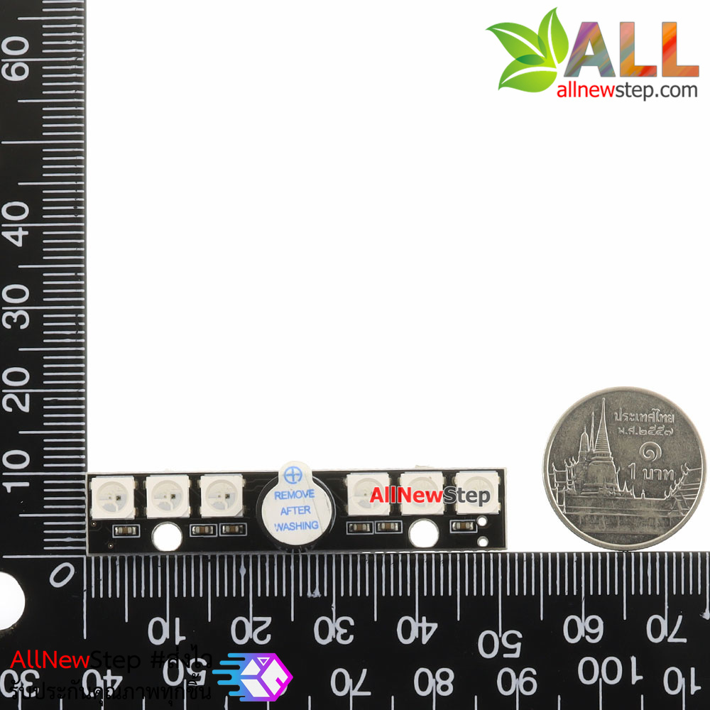 โมดูล RGB LED ws2812 6 ดวงพร้อมลำโพง buzzer WS2812B LED 5V Active Buzzer