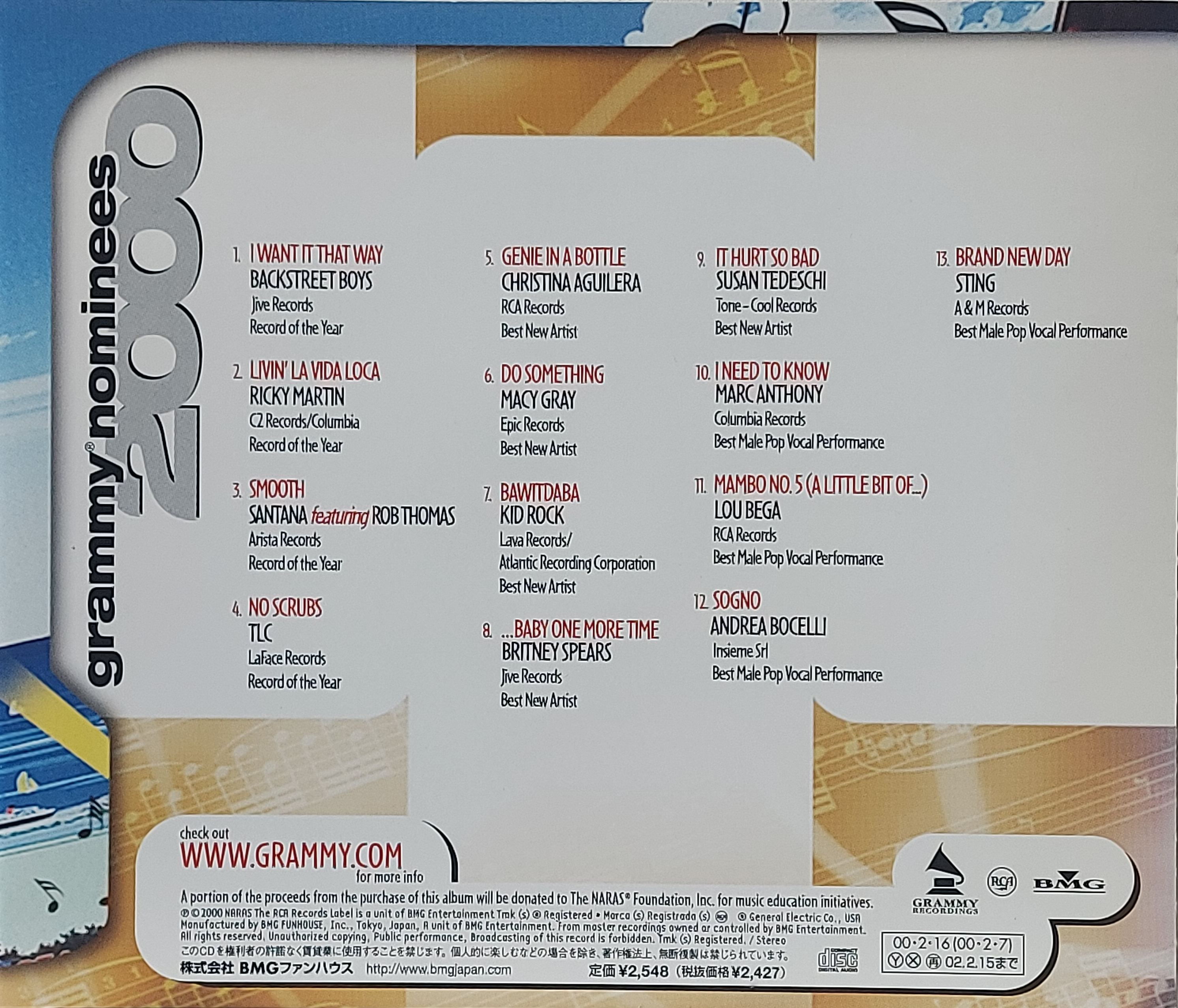 Used CD,2000 Grammy Nominees (C)(Various Artists)(2000)(Japan)