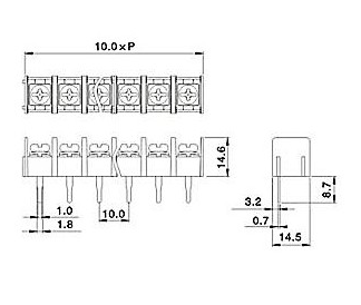 Terminal Block 4P gold plated copper foot ขั้วต่อ Terminals blocks 4 ขา ระยะขา 10mm 300V/25A