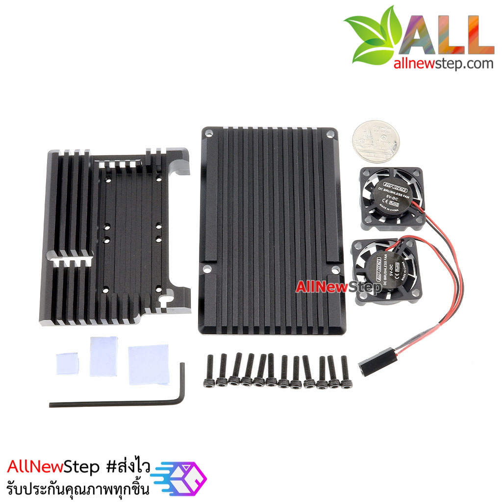 กล่องเคส Raspberry Pi4 พร้อมพัดลม Raspberry Pi4 metal case Raspberry Pi 4 b + aluminum alloy box 4B กล่องเคส Raspberry Pi4 พร้อมพัดลม