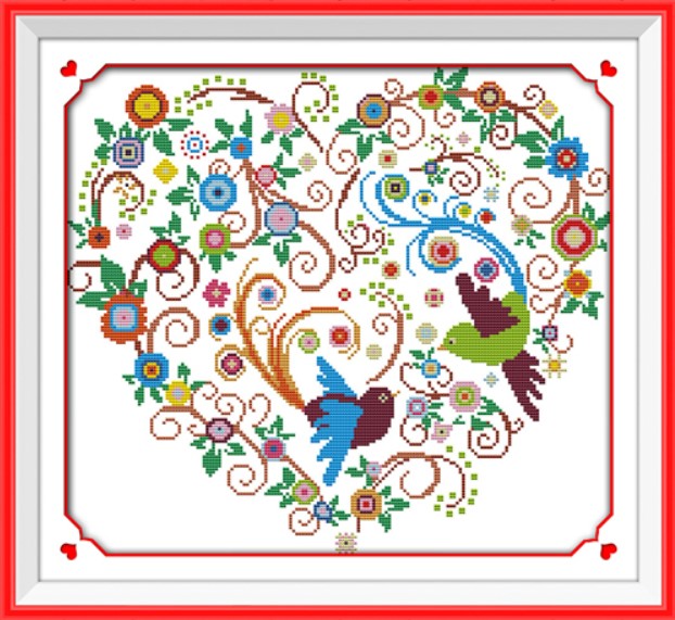 ชุดปักจีน Colorful phoenix heart decor