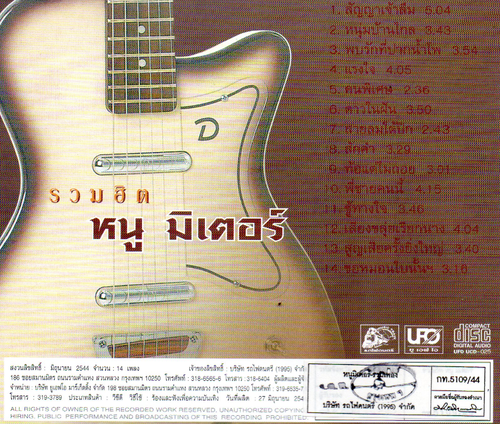 VCD Karaoke,หนูมิเตอร์ ชุด รวมฮิต 2 เพลงฮิต ใหม่ล่าสุด (Noo Meter)(2544)