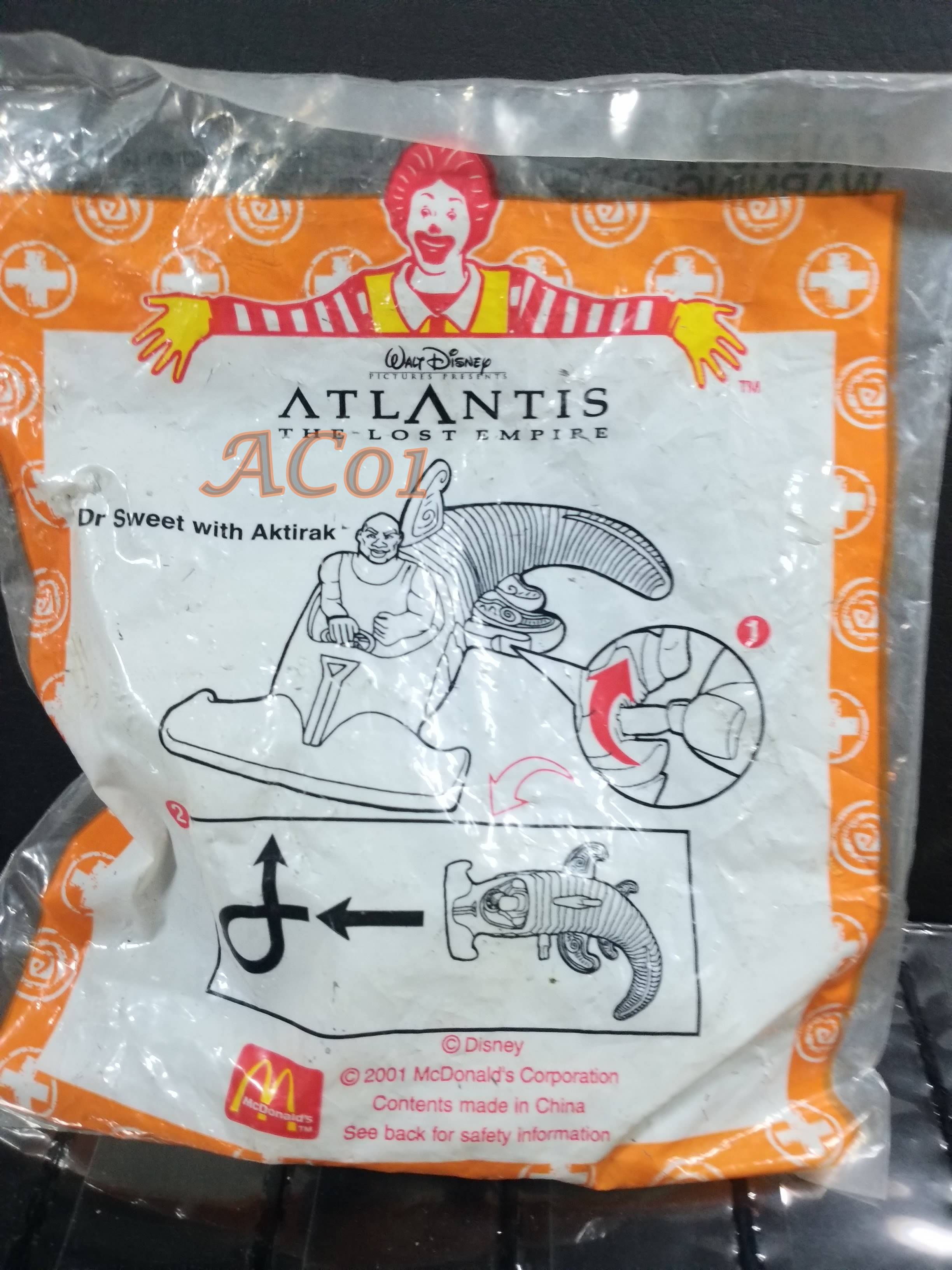 ของเล่นMcDonald's Happy Meal / Atlantis the lost empire - DR.SWEET WITH AKTIRAK / ในถุงเดิม ไม่แกะ ถุงเก่าหน่อย เก่าเก็บ
