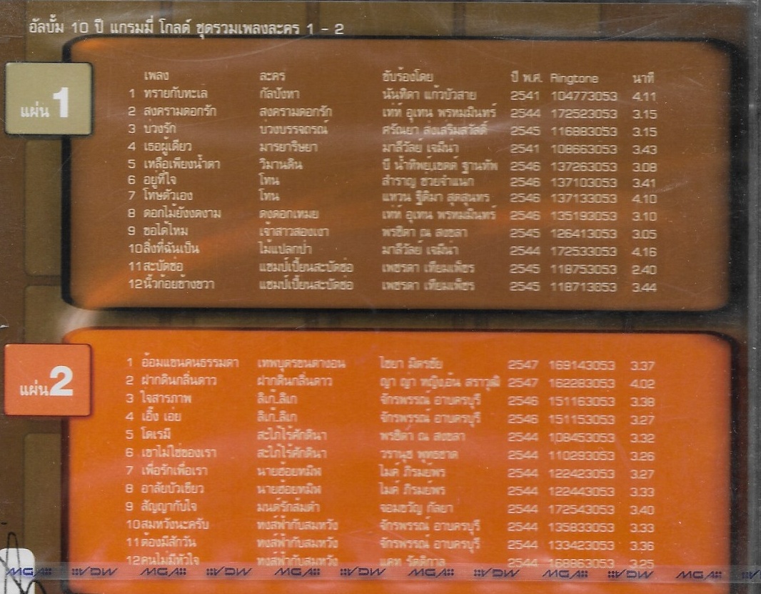 CD,เพลงประกอบละคร 10 ปี แกรมมี่ โกลด์ ชุด รวมเพลงละคร 1-2 (2CD)(Ost T)(รวมศิลปิน)(V.A.T)(2548)