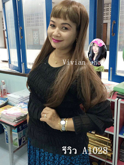 A1028 วิกผมหน้าม้าตัดตรง สไลด์ปลายบาง