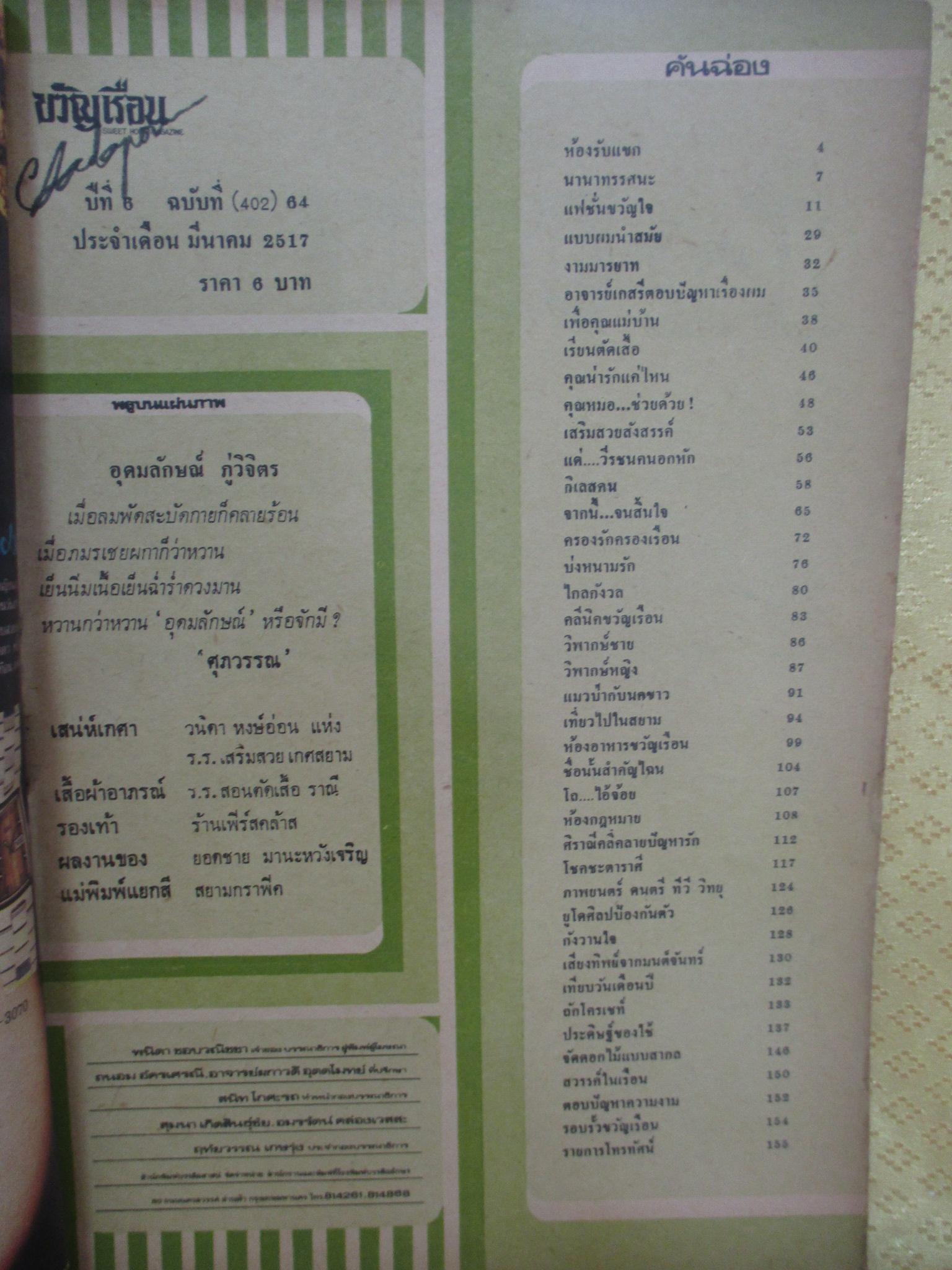 นิตยสารขวัญเรือน ฉบับที่064 ปี2517 ปก อุดมลักษณ์ ภู่วิจิตร