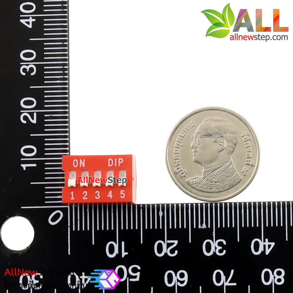 DIP 5 switch DIP 2.54mm 5p สวิตช์แบบ DIP ระยะห่างระหว่างขา 2.54mm ขนาด 5 ช่อง
