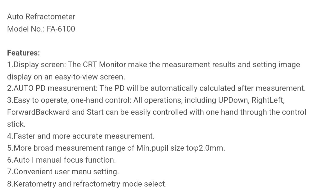 เครื่องวัดสายตา คอมวัดสายตา FA-6100